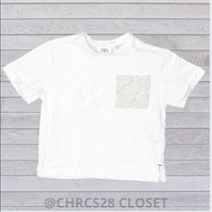 Zara white with gray pocket short sleeve tee NWT